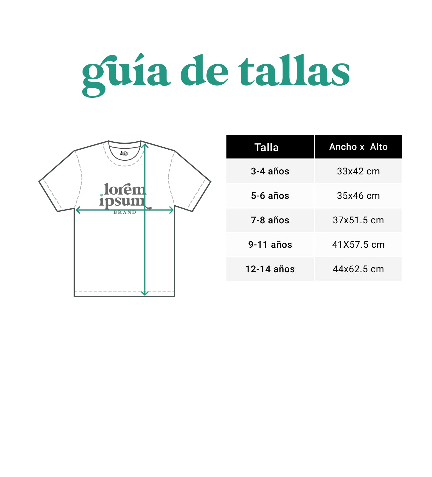 Medidas Camiseta Talla Camiseta Niño 12 Años Camiseta Algodón